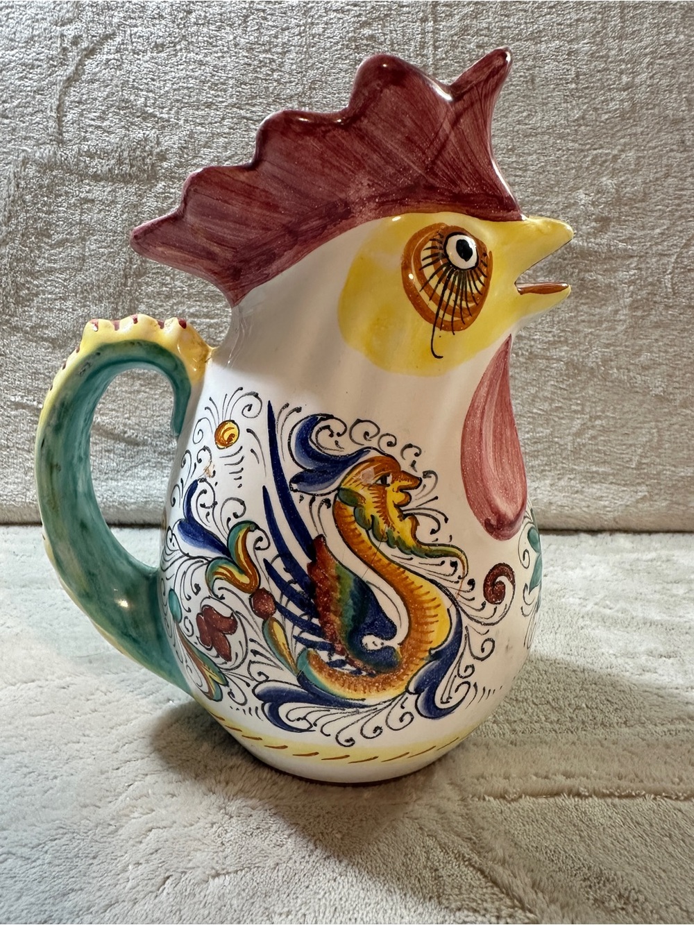 Williams Sonoma Multicolor Hand-Painted Rooster Pitcher